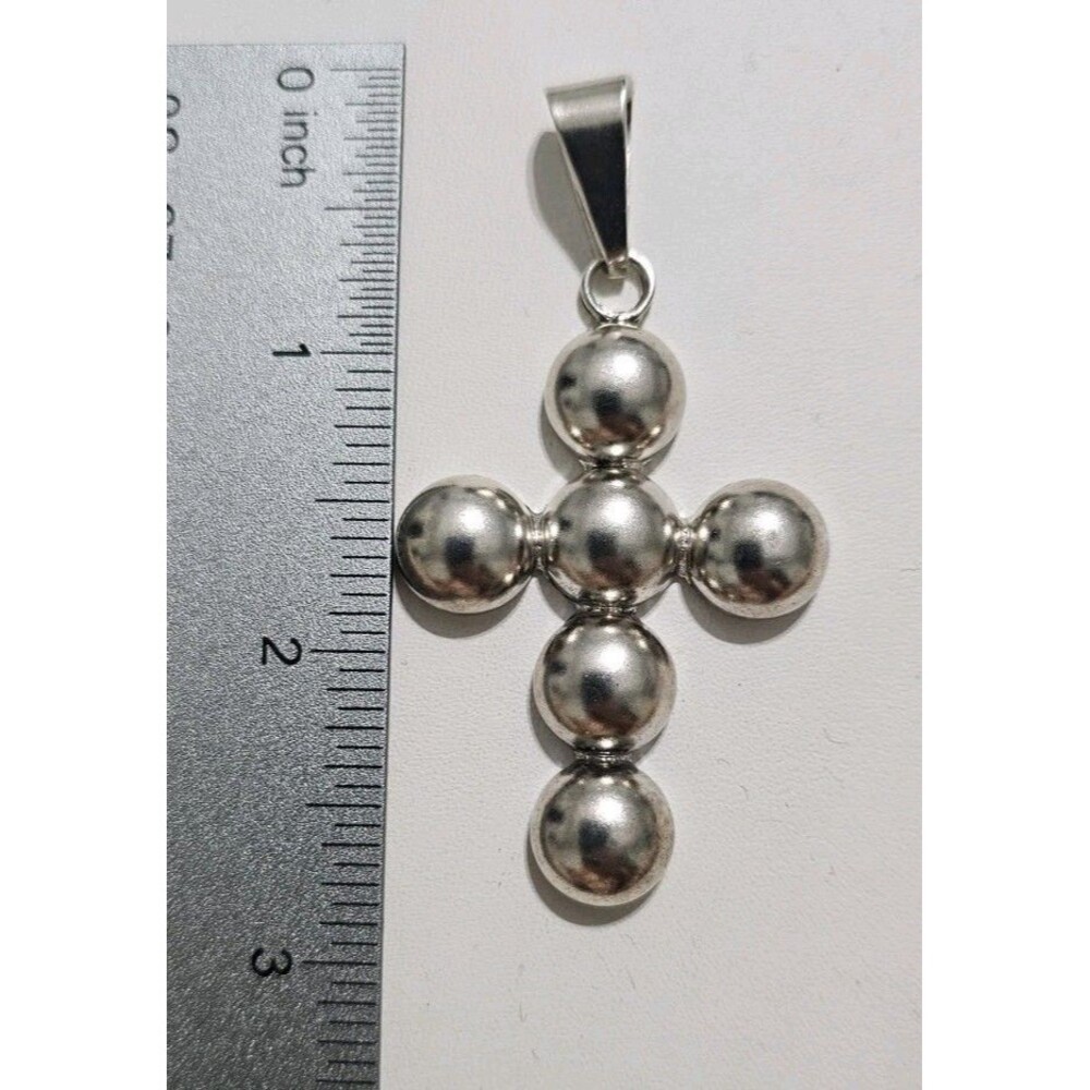 Chunky Sterling Silver Cross, 925 Silver Cross, Statement Piece, Cross Pendant - Picture 2 of 8